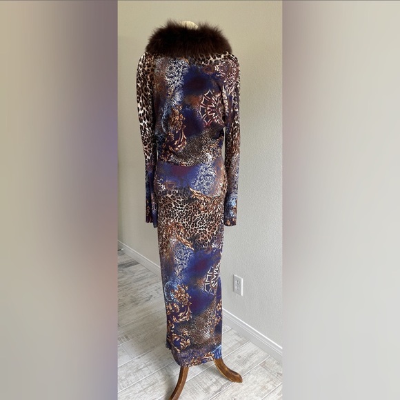 I AM fur collar sweater with long matching dress. Size XL. New - Picture 3 of 6